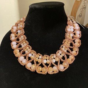 Rose gold wire crystal beads statement choker